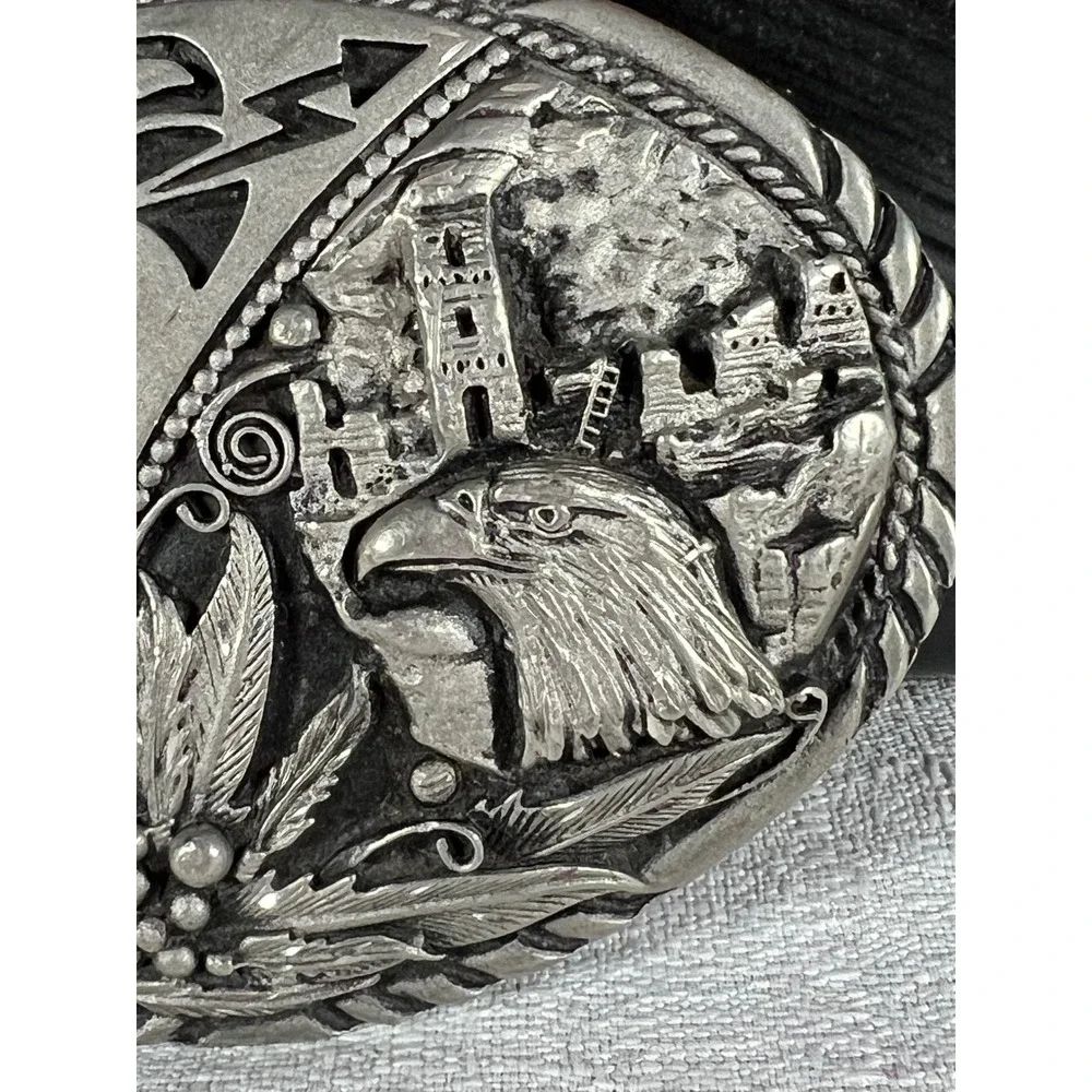 Vintage 1984 Southwest Silver Inc Silver Tone American Eagle Southwest Motif